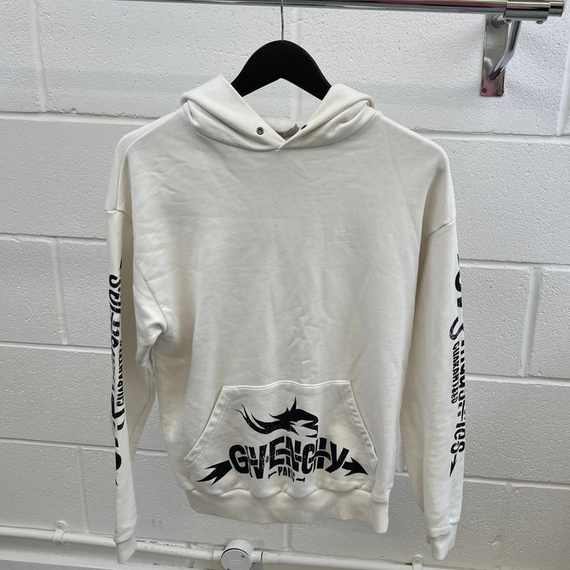 Men's Logo Print Hoodie White Size S