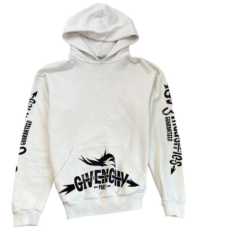 Men's Logo Print Hoodie White Size S