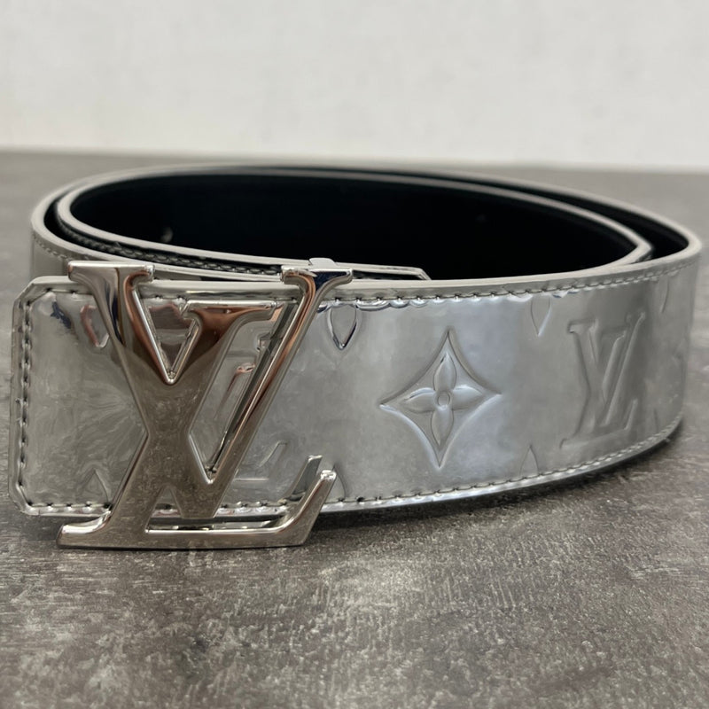 Men's Reversible Monogram Mirror Belt Silver Size 32"