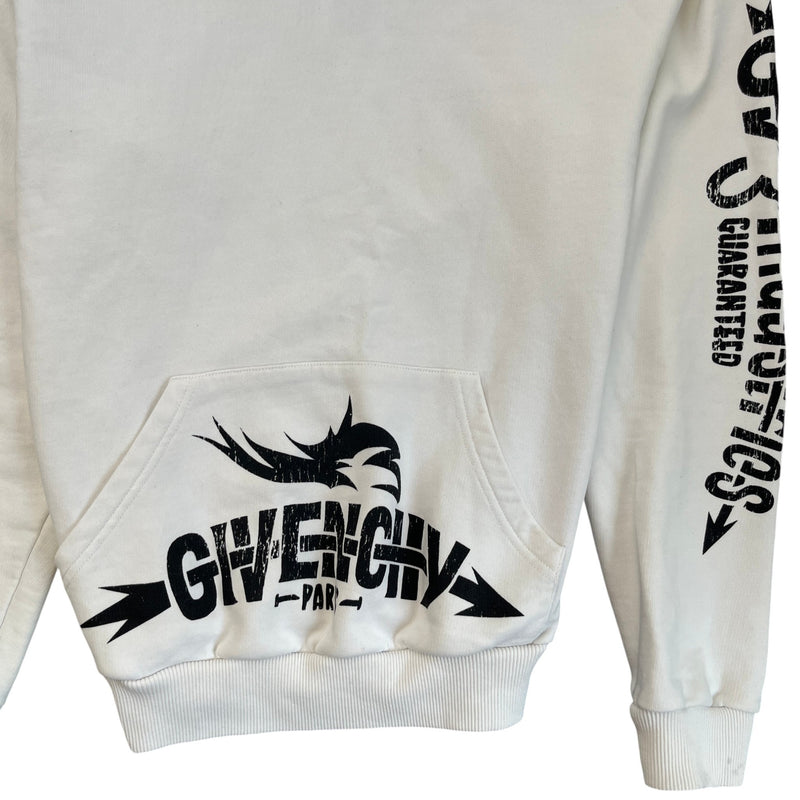 Men's Logo Print Hoodie White Size S
