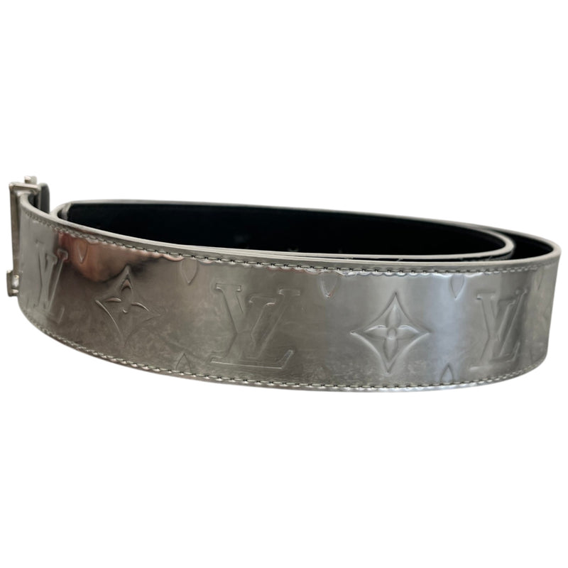 Men's Reversible Monogram Mirror Belt Silver Size 32"