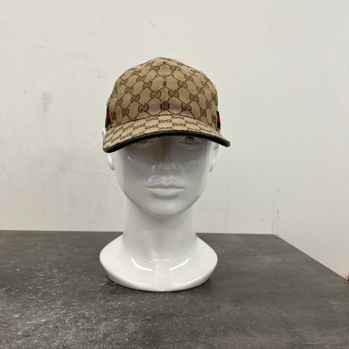 Men's GG Supreme Web Stripe Cap Beige Size L - Photo 9