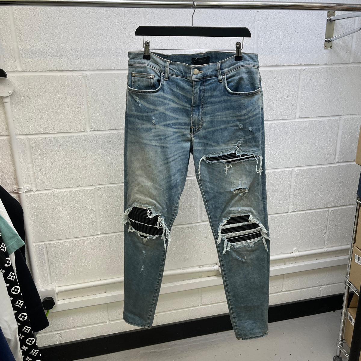 Men's MX1 Distressed Jeans Blue Size XL / W36 - Photo 9