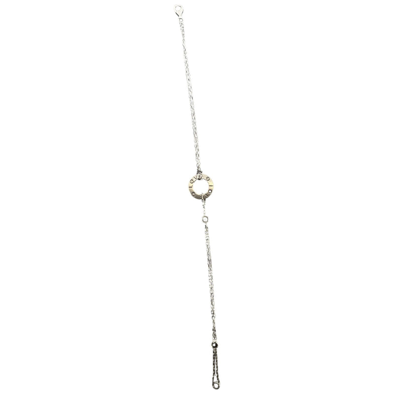 Women's White Gold And Diamond Love Chain Bracelet Silver