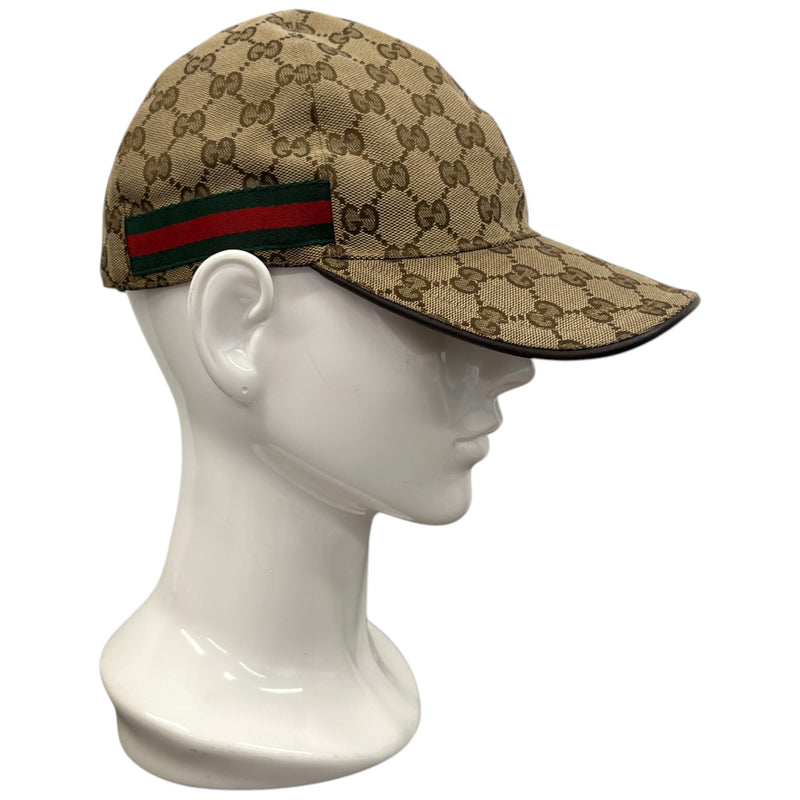 Men's GG Supreme Web Stripe Cap Beige Size L
