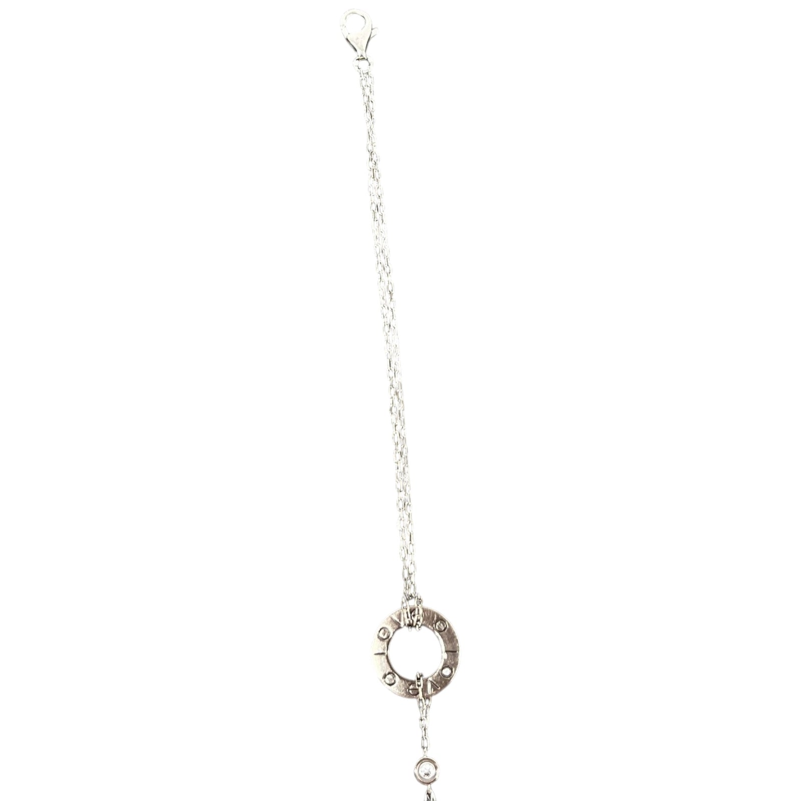 Women's White Gold And Diamond Love Chain Bracelet Silver - Photo 3