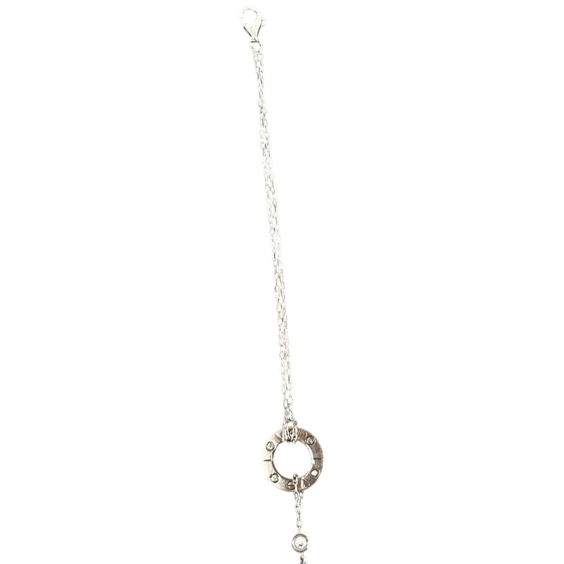 Women's White Gold And Diamond Love Chain Bracelet Silver