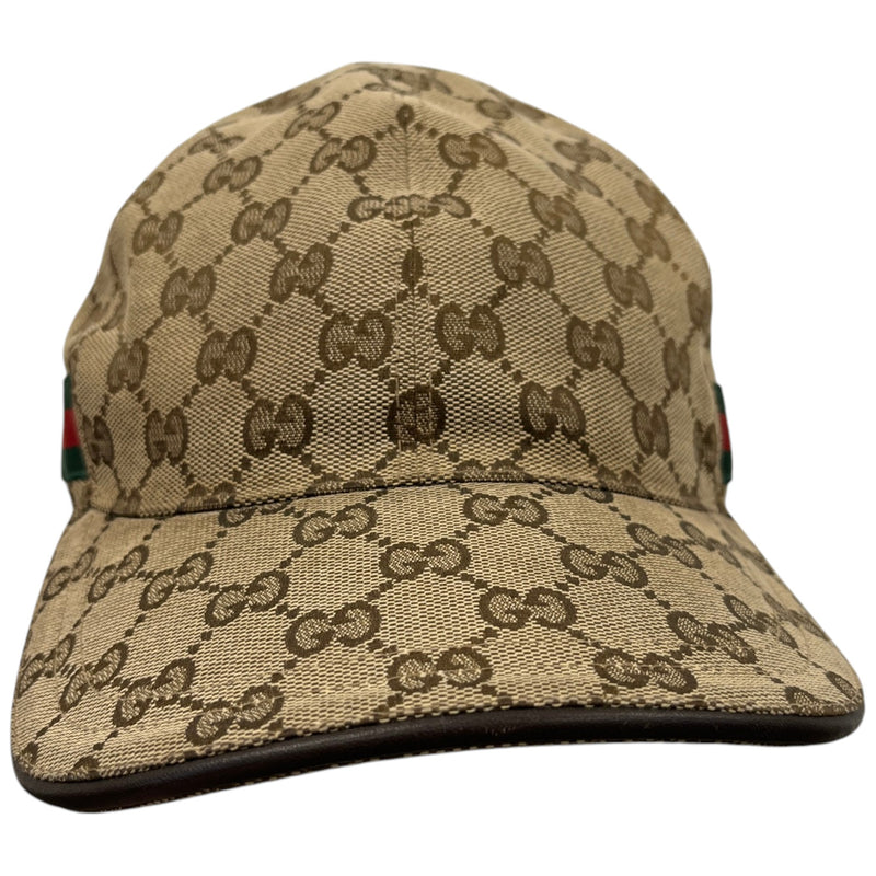 Men's GG Supreme Web Stripe Cap Beige Size L