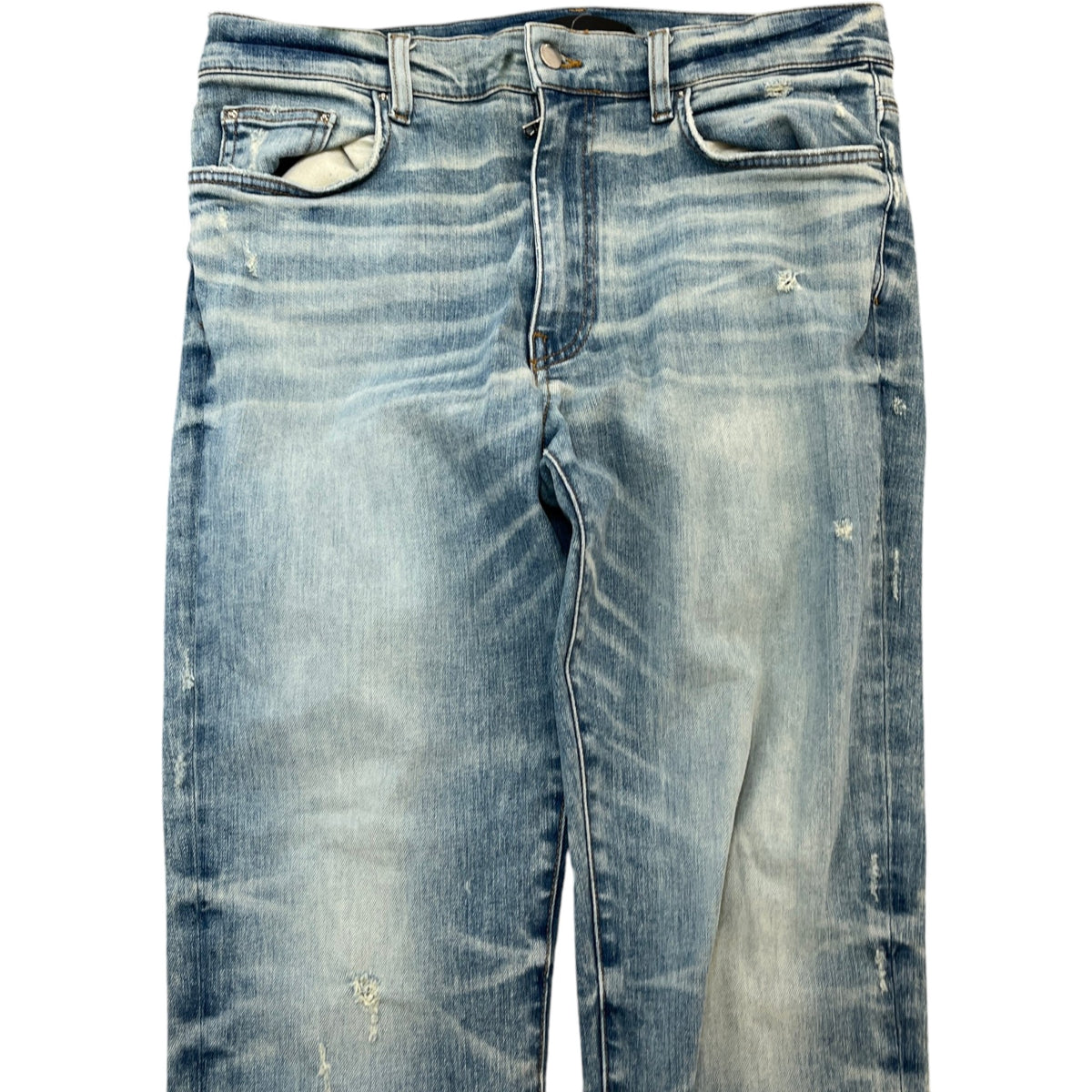 Men's Distressed Skinny Jeans Blue Size XL / W36 - Photo 5