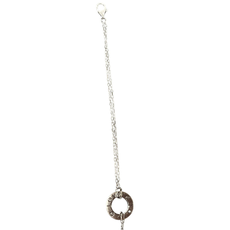 Women's White Gold And Diamond Love Chain Bracelet Silver