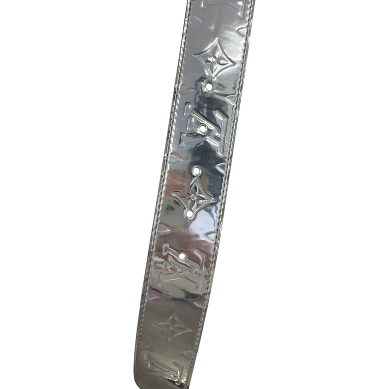 Men's Reversible Monogram Mirror Belt Silver Size 32"