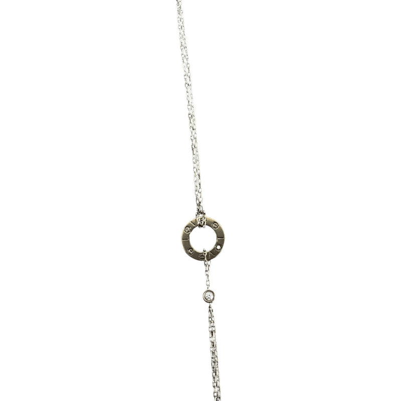 Women's White Gold And Diamond Love Chain Bracelet Silver