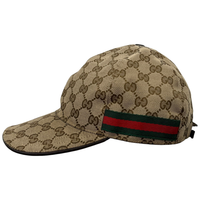 Men's GG Supreme Web Stripe Cap Beige Size L
