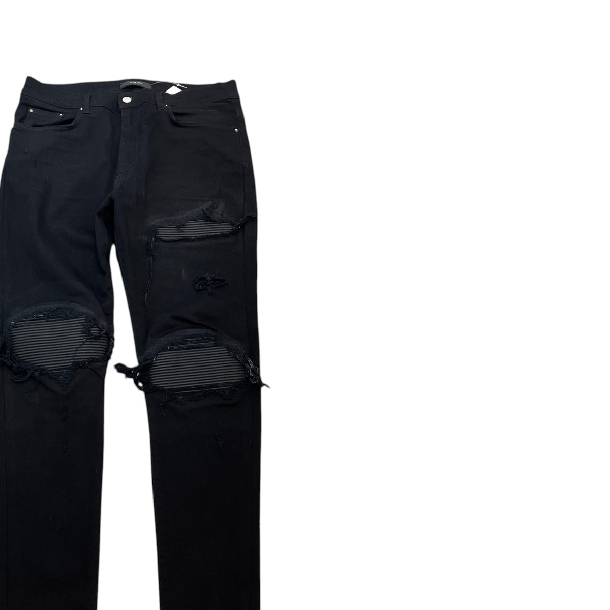 Men's Distressed Skinny Jeans Black Size XL / W36 - Photo 3