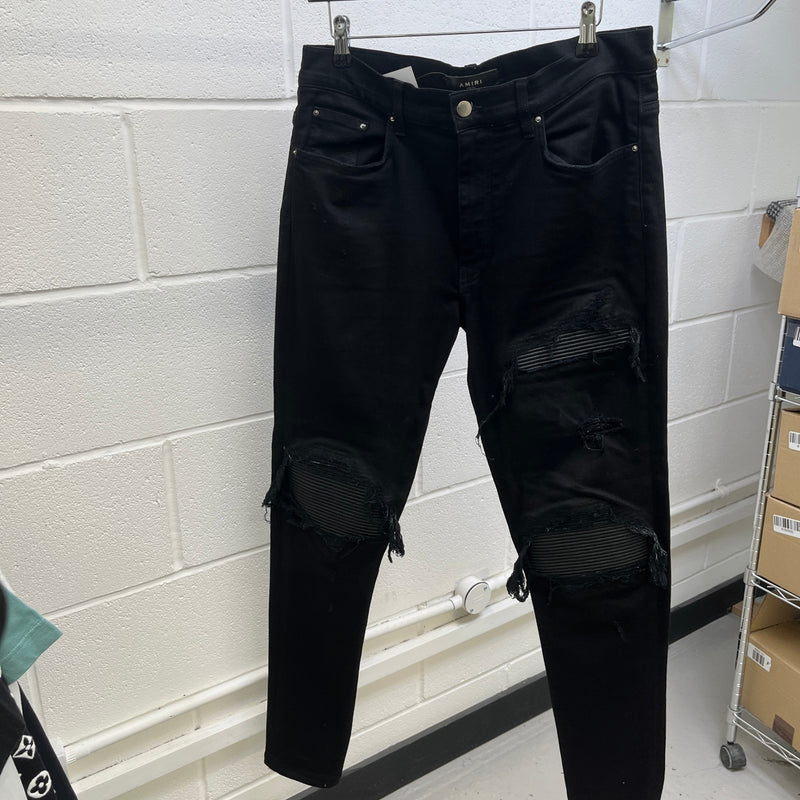 Men's Distressed Skinny Jeans Black Size XL / W36