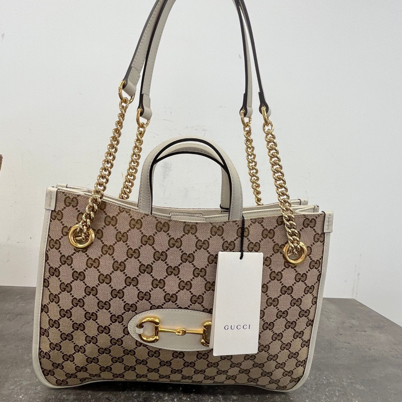 Women's Horsebit 1955 GG Canvas Handbag Beige - Photo 13