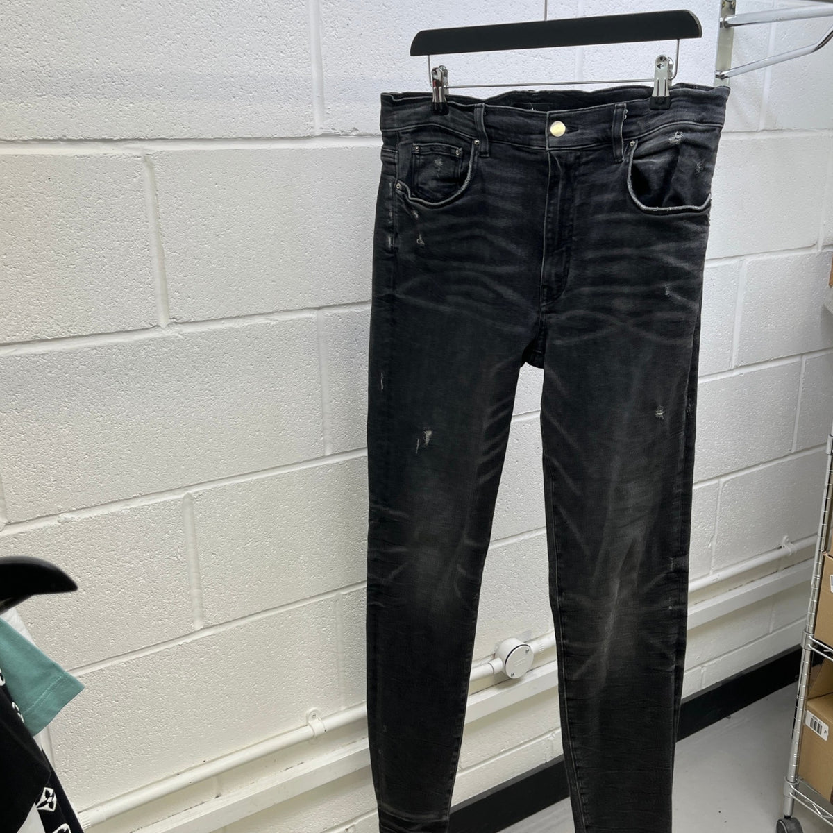 Men's Wash Skinny Jeans Charcoal Size XL / W36 - Photo 6
