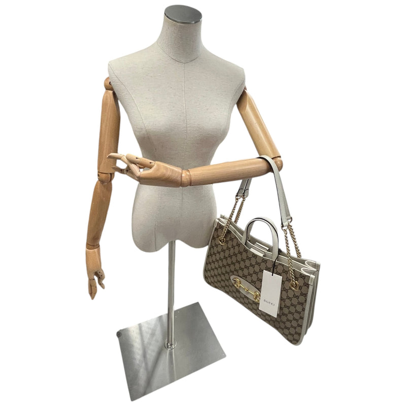 Women's Horsebit 1955 GG Canvas Handbag Beige