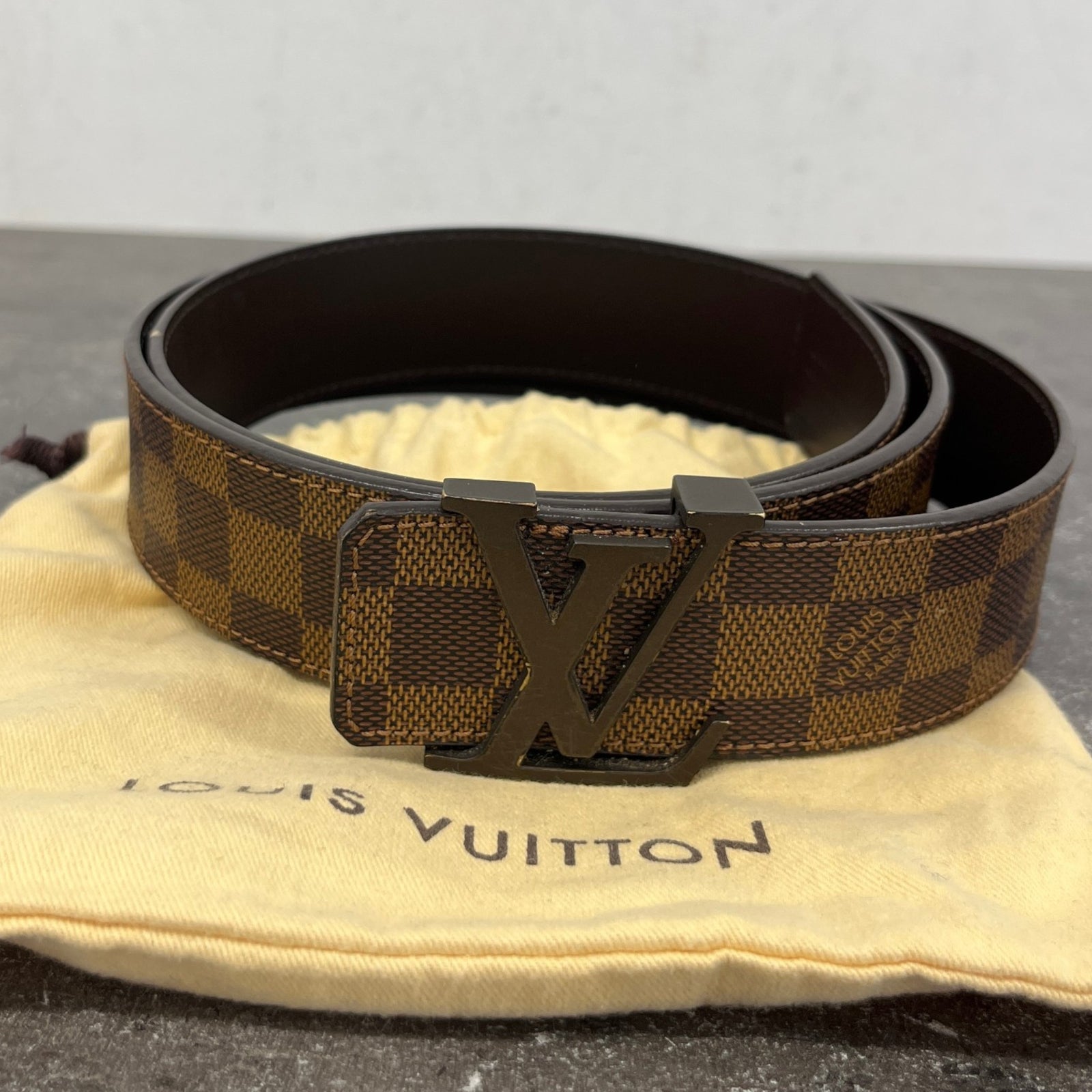 Men's Damier Ebene Belt Brown Size 36" - Photo 10