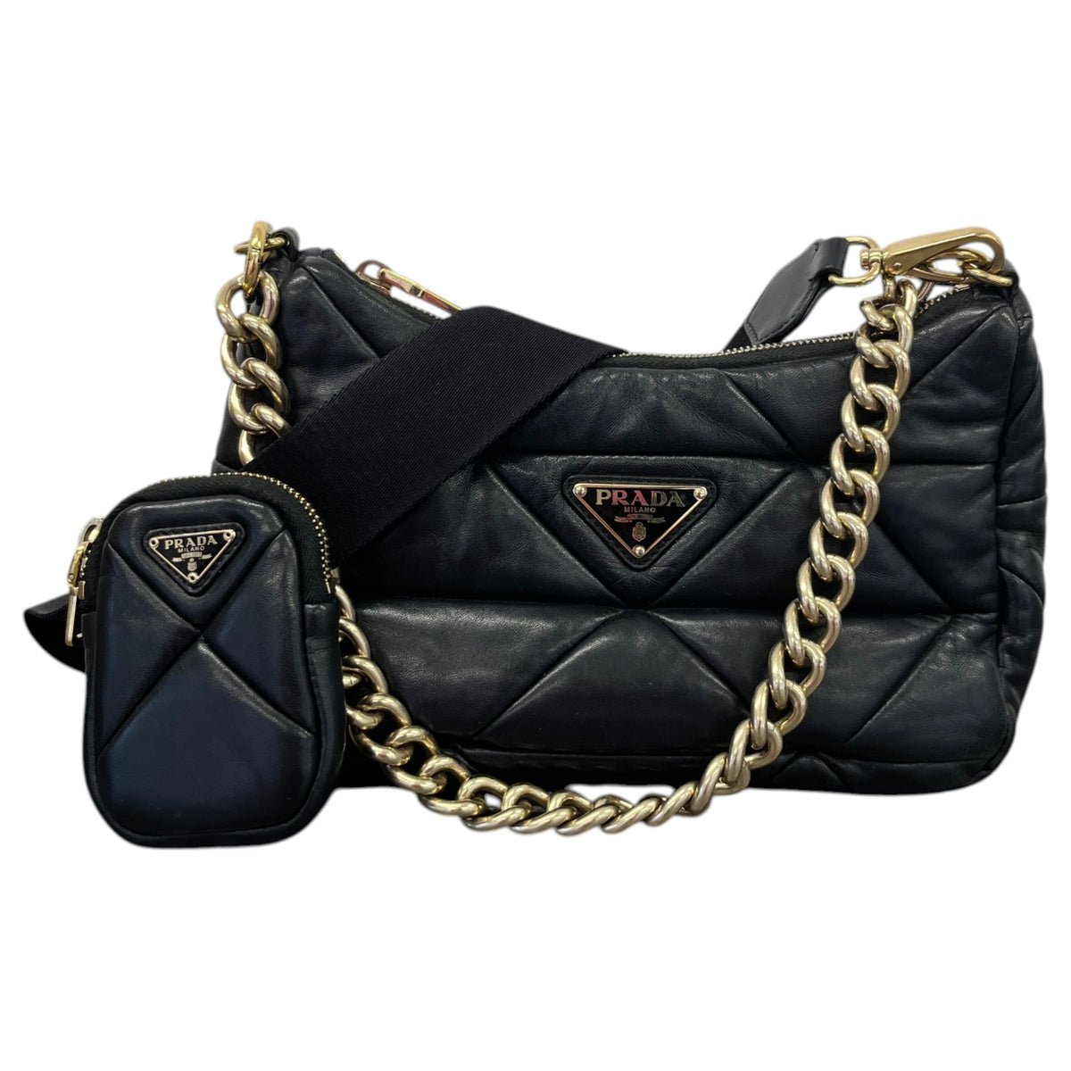 Women's System Patchwork Nappa Crossbody Bag Black - Photo 1