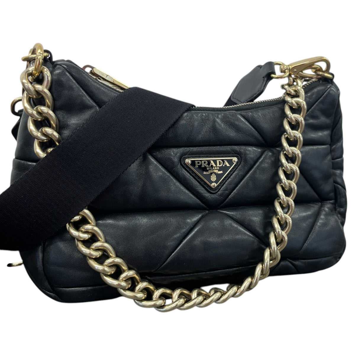 Women's System Patchwork Nappa Crossbody Bag Black - Photo 4
