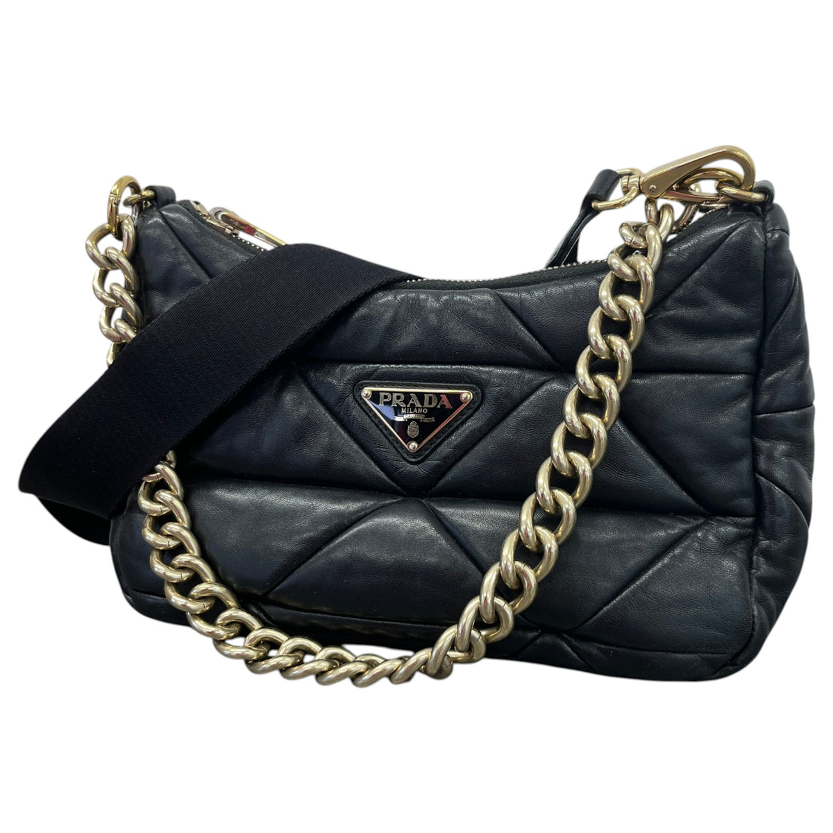 Women's System Patchwork Nappa Crossbody Bag Black - Photo 5