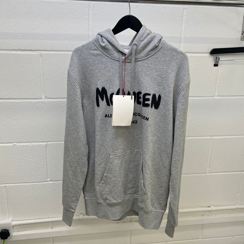 Men's Graffiti Logo Hoodie Grey Size XXXL