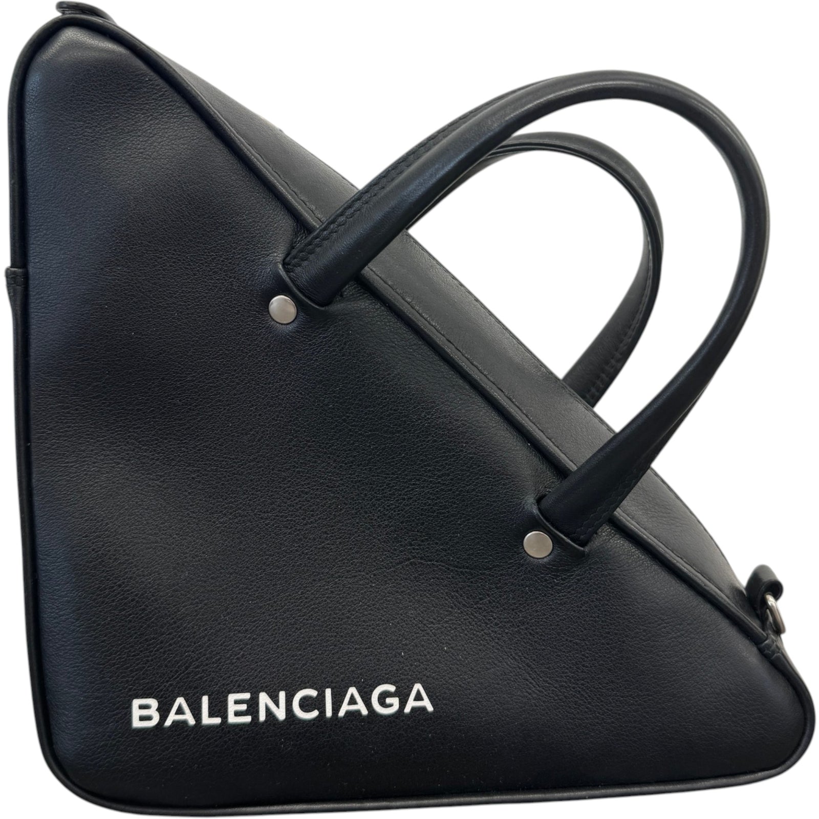 Women's Logo Print Triangle Handbag Black - Photo 1