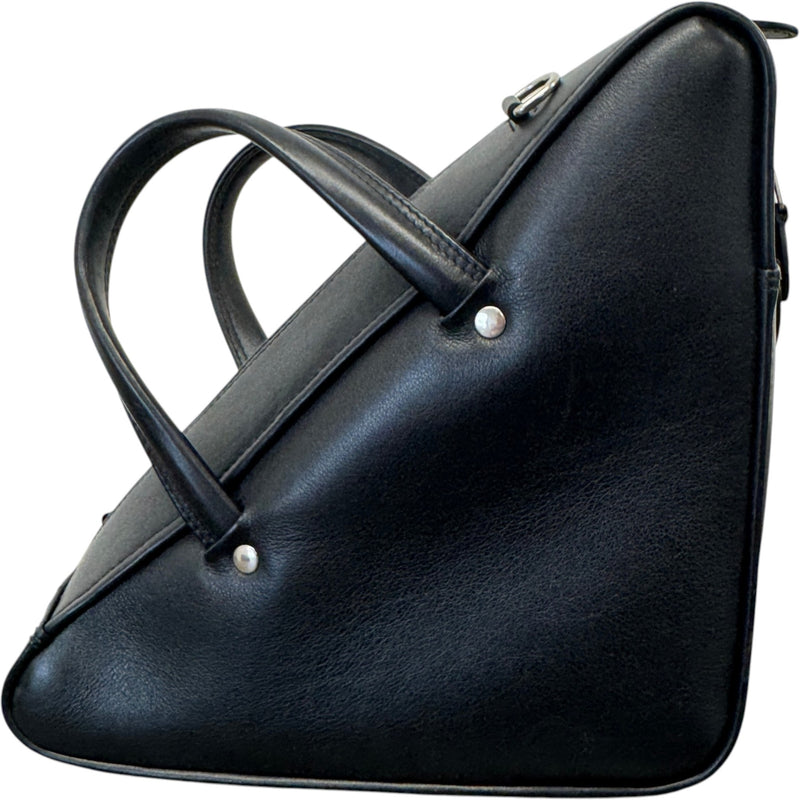 Women's Logo Print Triangle Handbag Black