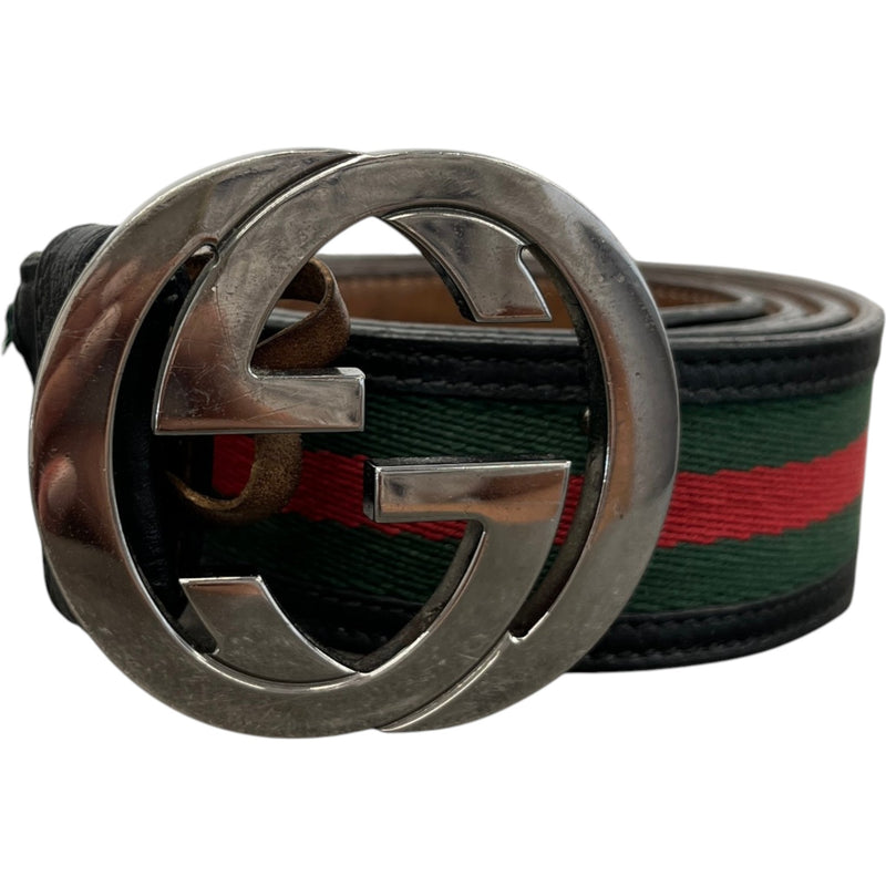 Men's Web Interlocking G Belt Black Size 34"