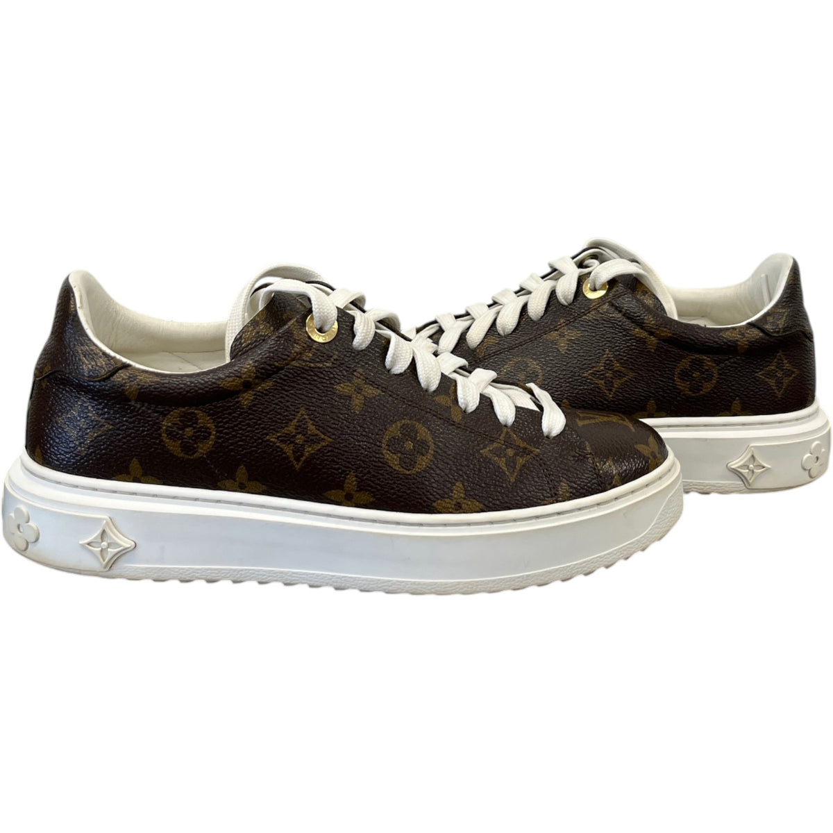 Women's Monogram Time Out Low Trainers Brown Size UK 5 / EU 38 - Photo 3