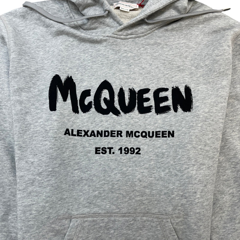 Men's Graffiti Logo Hoodie Grey Size XXXL