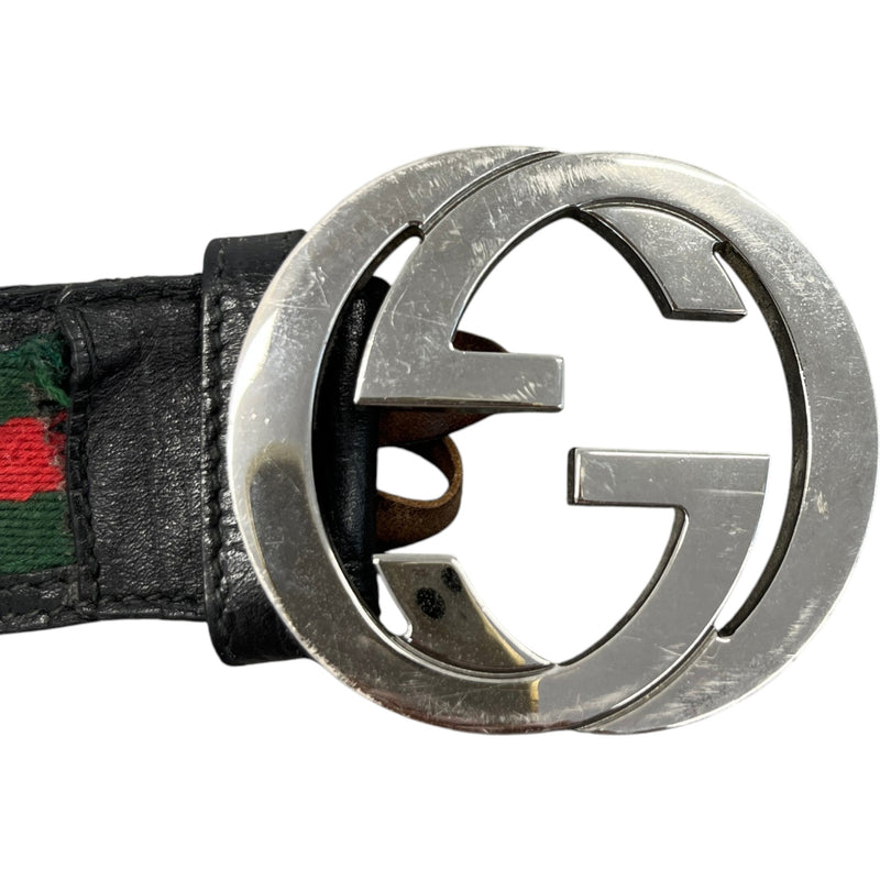Men's Web Interlocking G Belt Black Size 34"