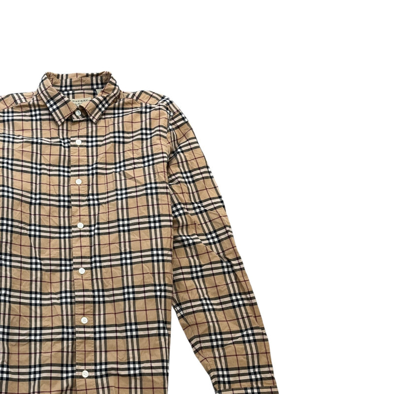 Men's Nova Check Long Sleeve Shirt Beige Size M