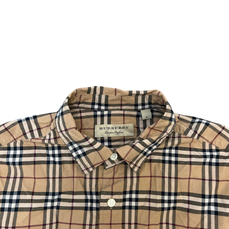 Men's Nova Check Long Sleeve Shirt Beige Size M