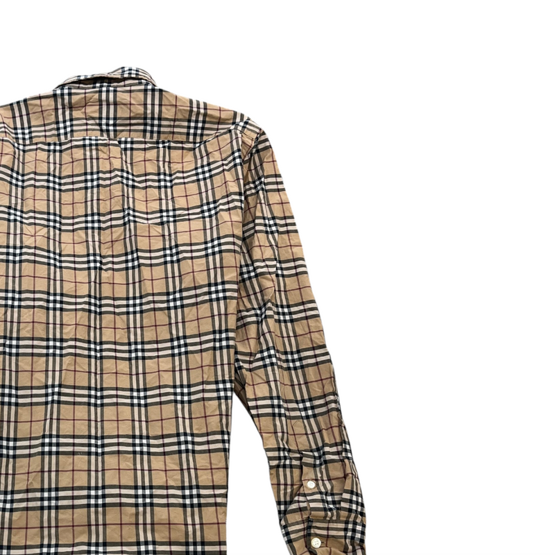 Men's Nova Check Long Sleeve Shirt Beige Size M