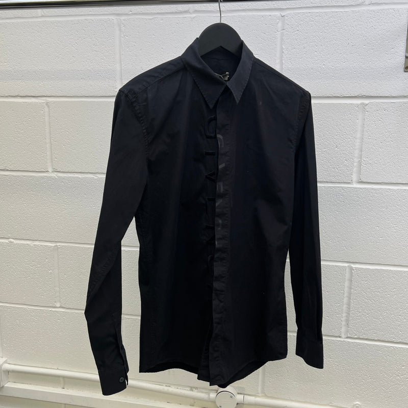 Men's Embroidered Logo Long Sleeve Shirt Black Size S