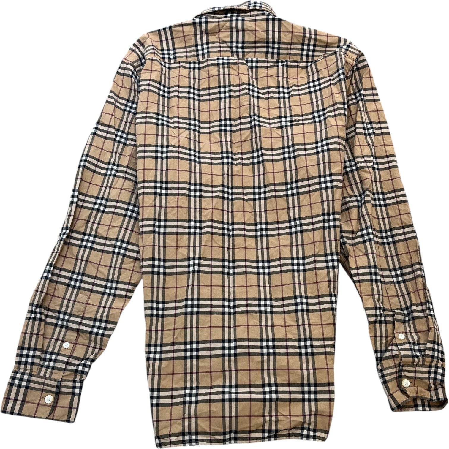 Men's Nova Check Long Sleeve Shirt Beige Size M - Photo 2