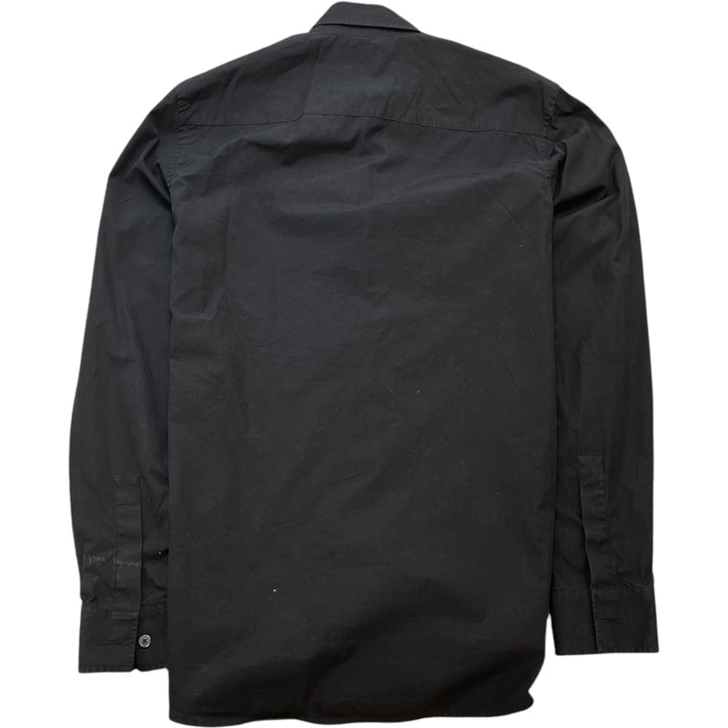 Men's Embroidered Logo Long Sleeve Shirt Black Size S