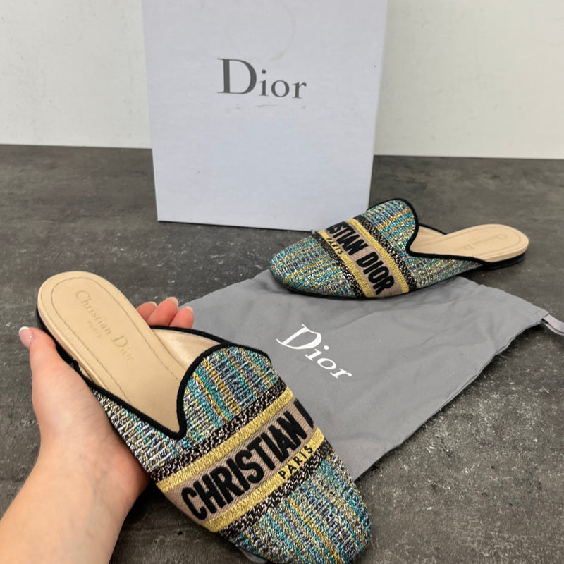 Women's Embroidered Logo Lurex Loafers Multi-Coloured Size EU 38 / UK 5