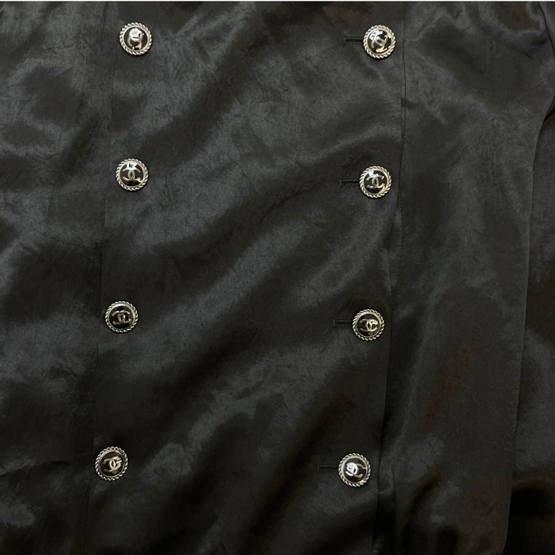 Women's Silk Cc Button Double Breasted Jacket Black Size IT 40 / UK 8