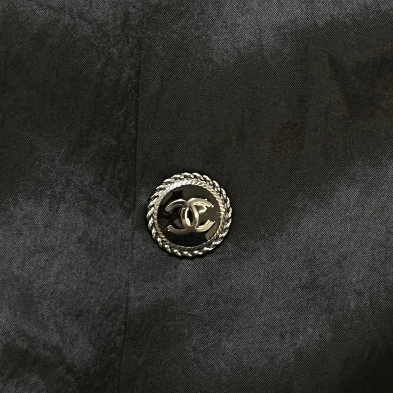Women's Silk Cc Button Double Breasted Jacket Black Size IT 40 / UK 8