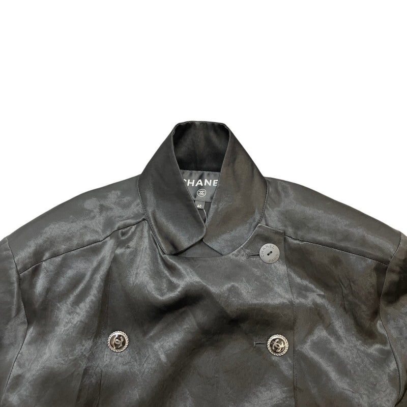 Women's Silk Cc Button Double Breasted Jacket Black Size IT 40 / UK 8