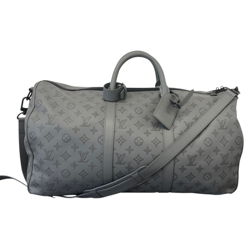 Men's Monogram Shadow Keepall Bandoulière 50 Anthracite Grey Travel Bag Grey