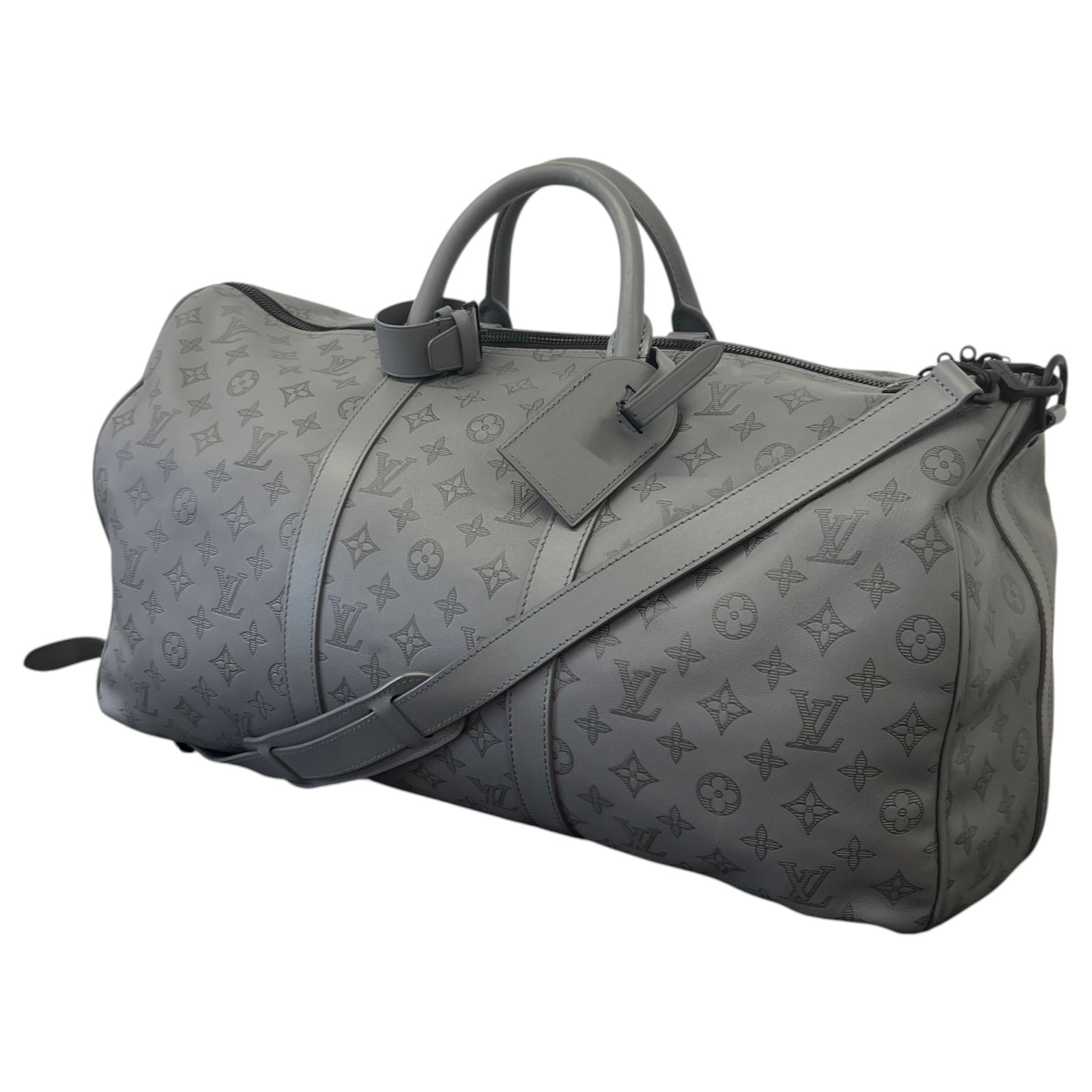 Men's Monogram Shadow Keepall Bandoulière 50 Anthracite Grey Travel Bag Grey - Photo 5