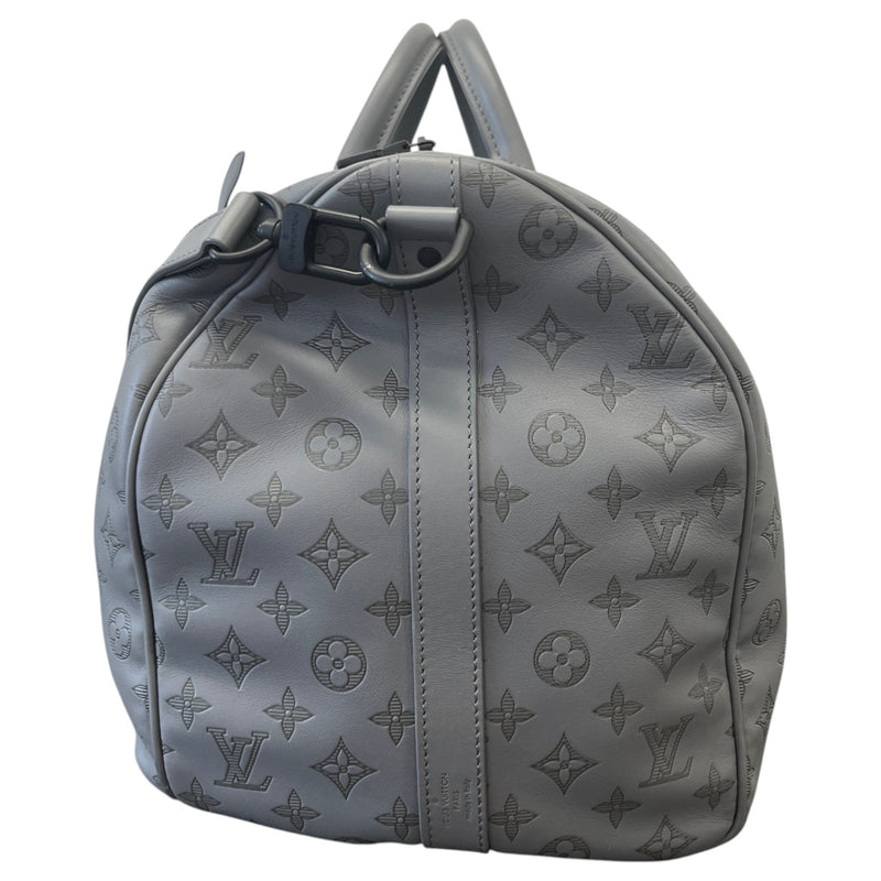 Men's Monogram Shadow Keepall Bandoulière 50 Anthracite Grey Travel Bag Grey