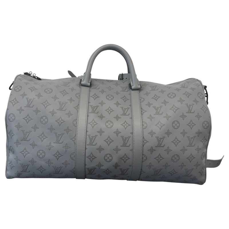 Men's Monogram Shadow Keepall Bandoulière 50 Anthracite Grey Travel Bag Grey