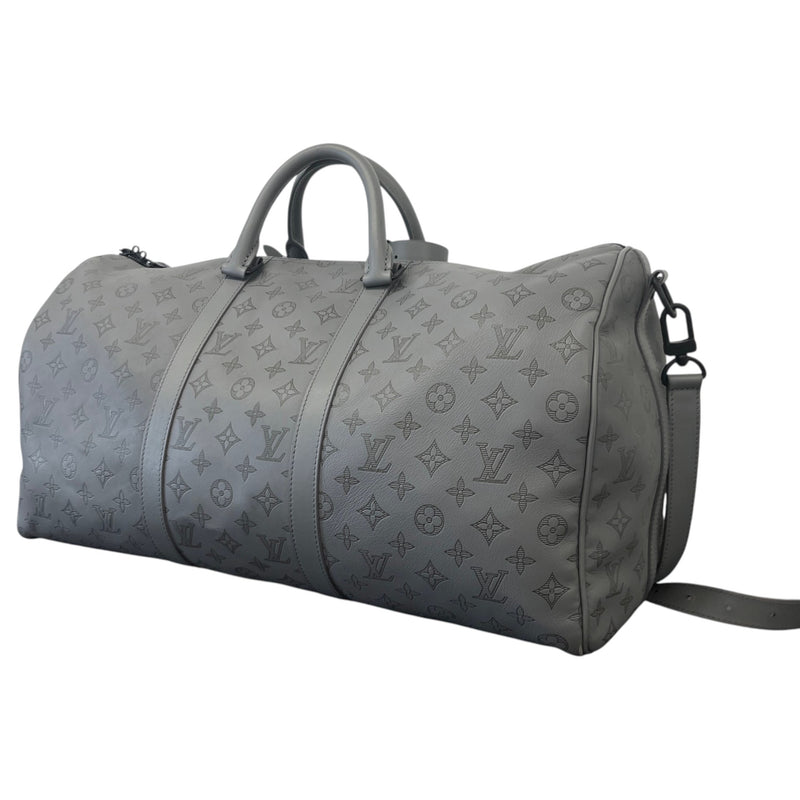 Men's Monogram Shadow Keepall Bandoulière 50 Anthracite Grey Travel Bag Grey