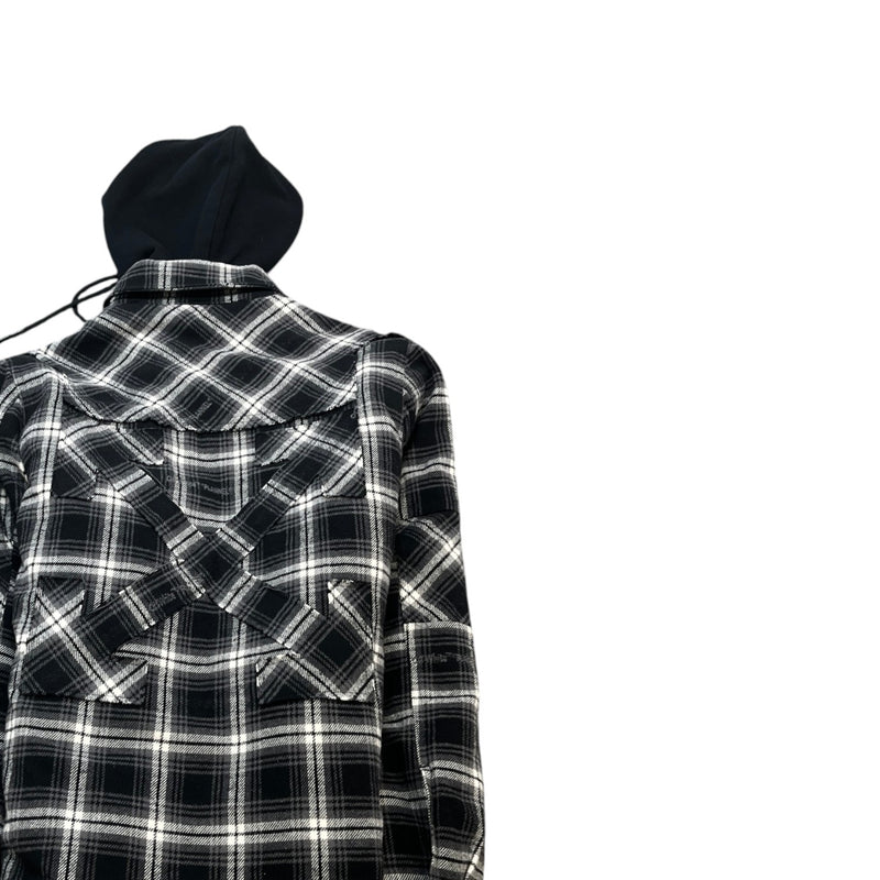 Men's Quilted Plaid Flannel Logo Jacket Black Size XXS