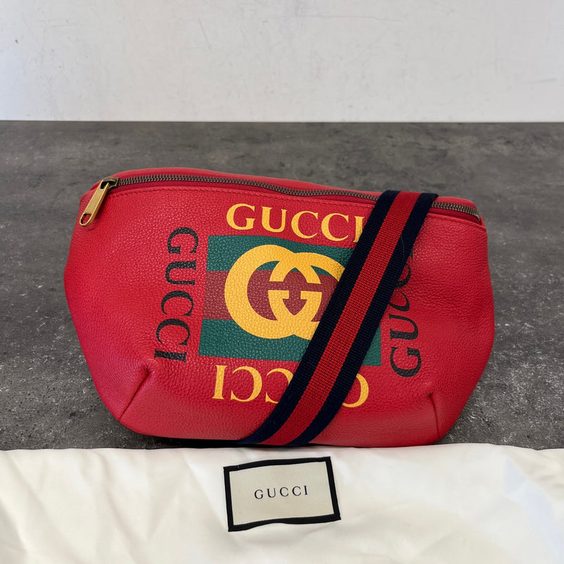 Men's Logo Print Belt Bag Red